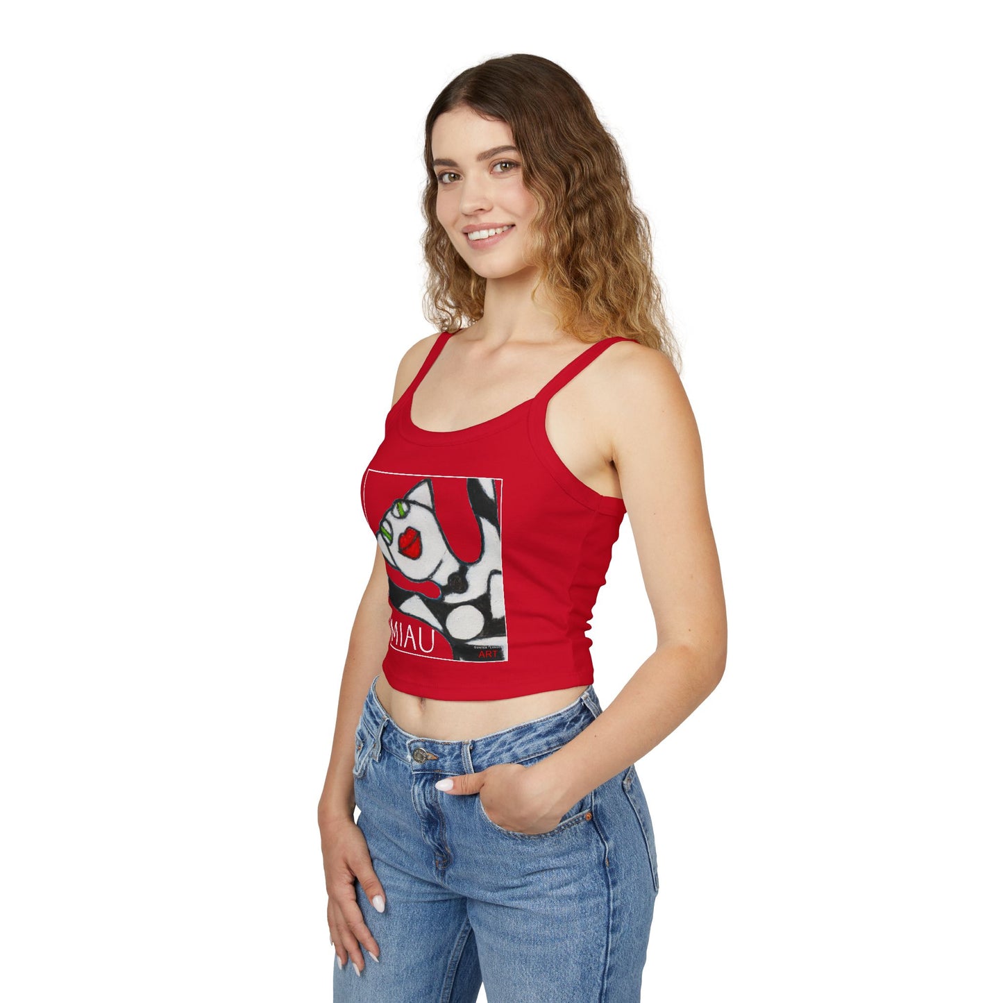 Women's Spaghetti Strap Tank Top - Motiv: Miau