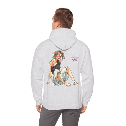 Unisex Heavy Blend™ Hooded Sweatshirt - Motiv Frontseite "Rosa", H 28 cm & Rückseite "Rosa", H 34 cm