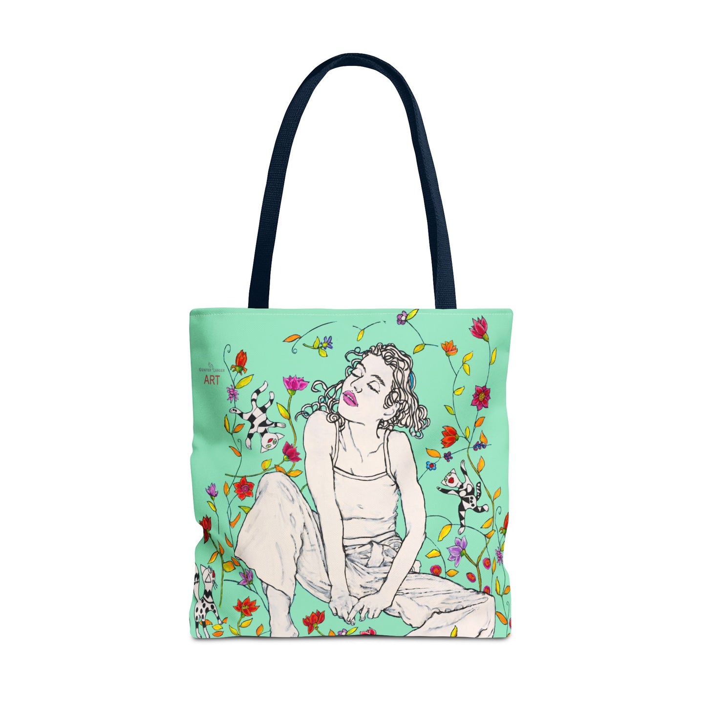 Tote Bag (AOP) - Motiv: Carolin sw auf dklgrün