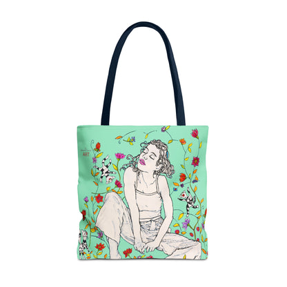 Tote Bag (AOP) - Motiv: Carolin sw auf dklgrün