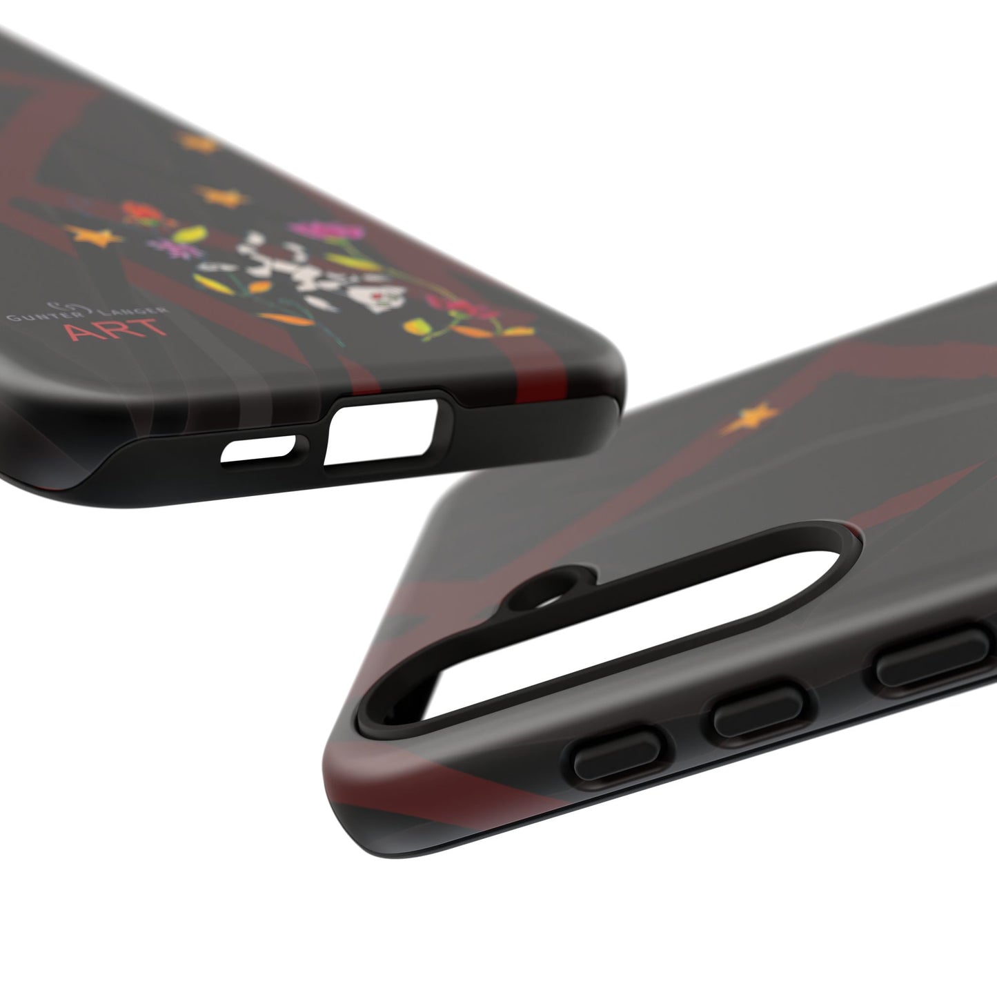 Tough Cases - Google Pixel - Samsung Galaxy - Motiv: Katze schwebt und Ranken, H 5,26 cm, Mikado3