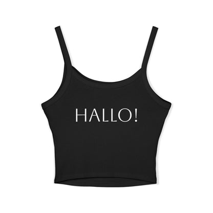 Women's Spaghetti Strap Tank Top - Motiv: Front Carla & Rückseite Schrift  Hallo!