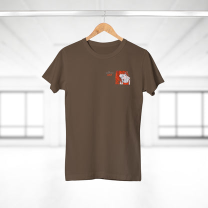 Single Jersey Women's T-shirt - dunkel - Motiv:  Front Julia, Ausschnitt 6,7 cm & Rückseite Julia, H 37 cm