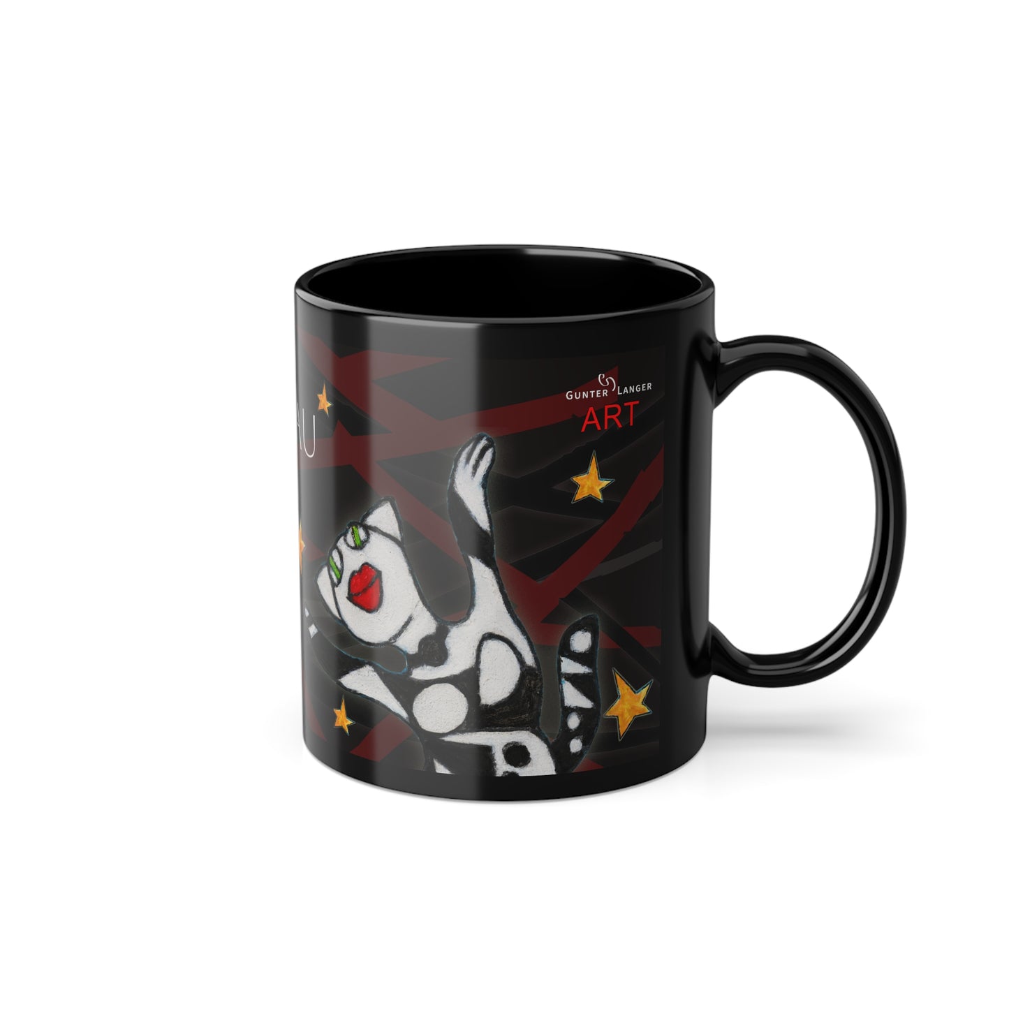 Black Coffee Cup, 11oz - Motiv: Miau 1S & Mikado Schwarz 2