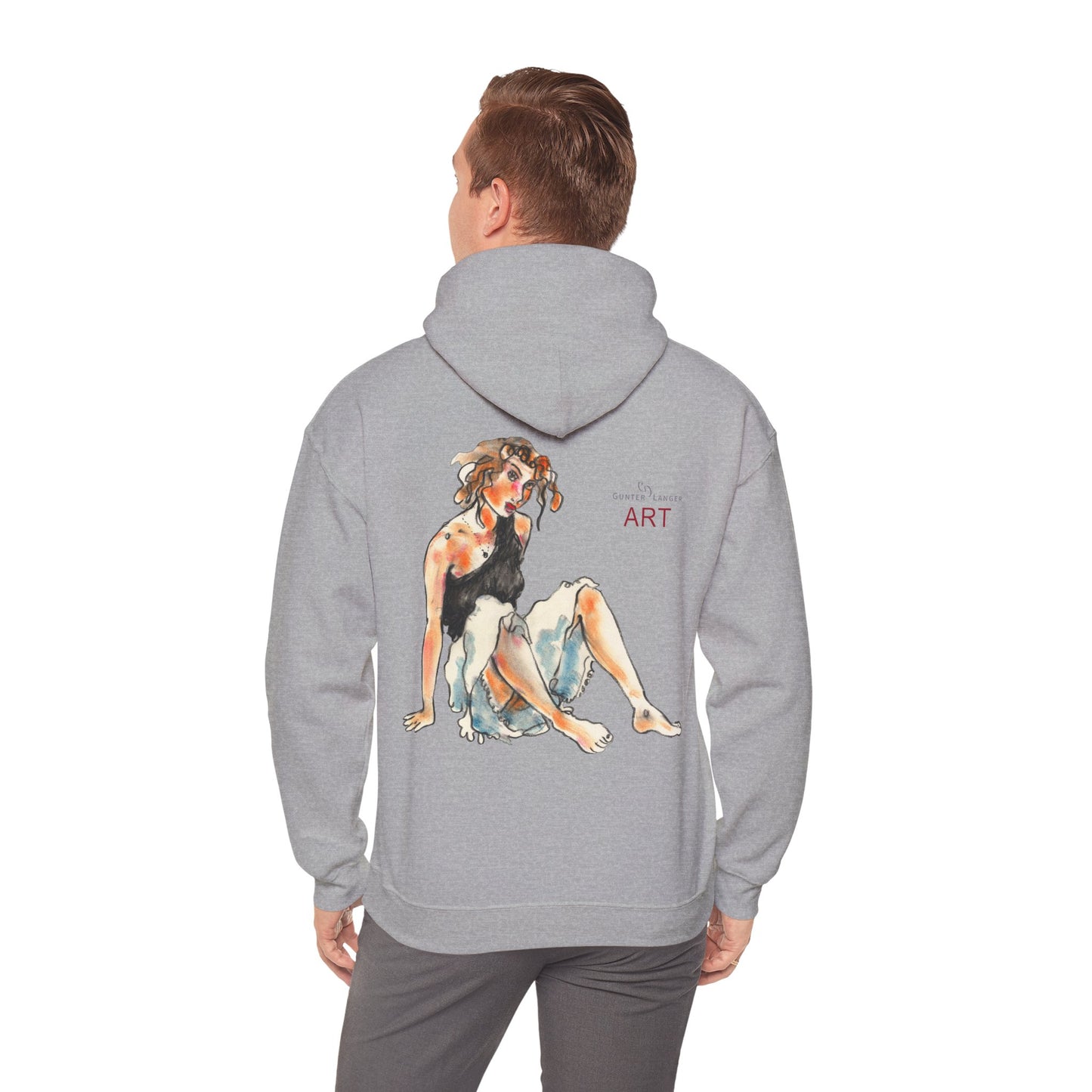Unisex Heavy Blend™ Hooded Sweatshirt - Motiv Frontseite "Rosa", H 28 cm & Rückseite "Rosa", H 34 cm