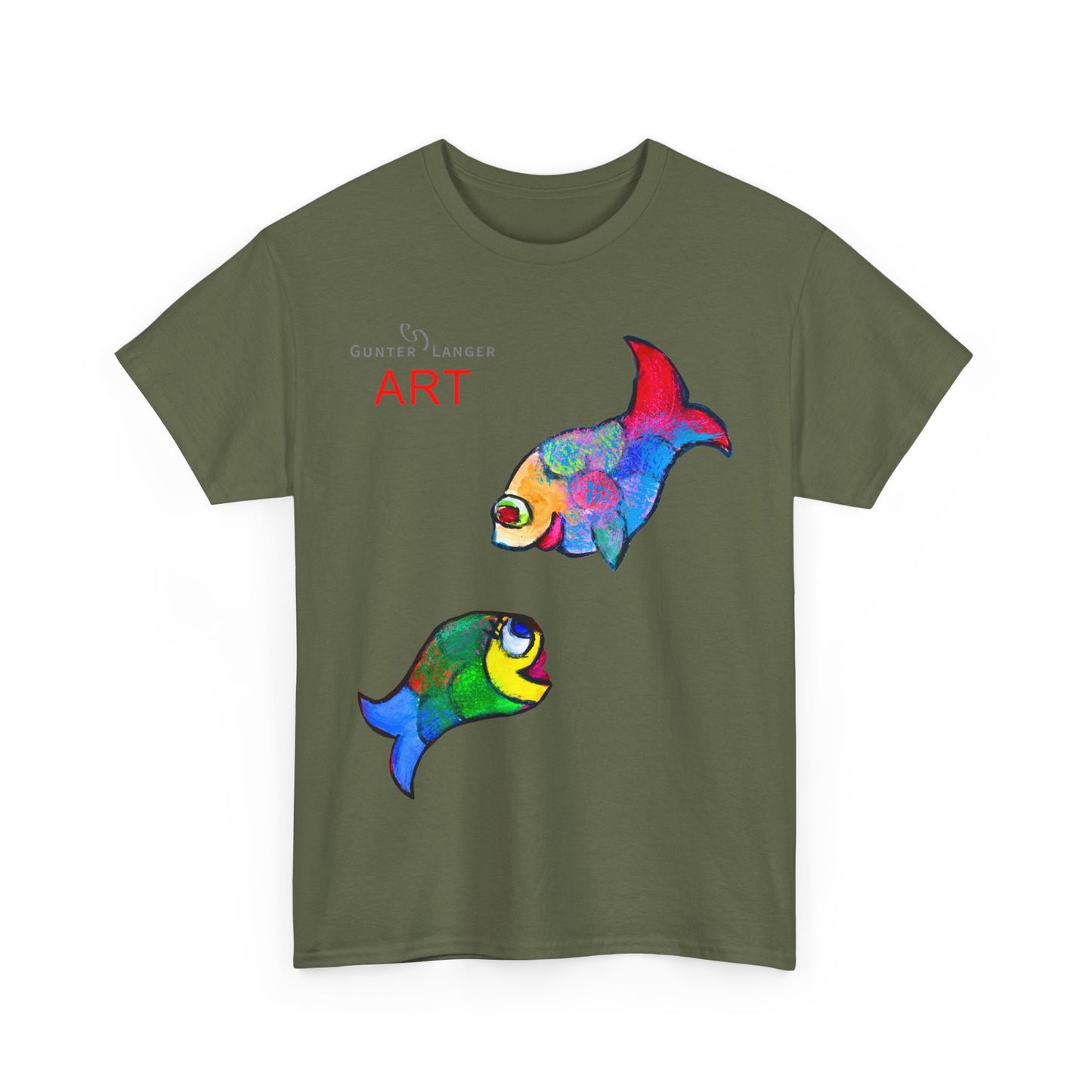 Unisex Heavy Cotton Tee - Motiv: Front Zwei Fische zueinander