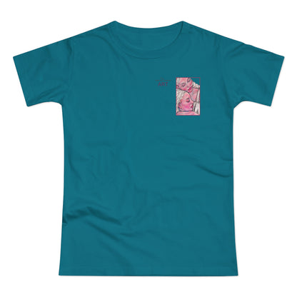Single Jersey Women's T-shirt - hell - Motiv: Zuflucht, Ausschnitt, H 10 cm