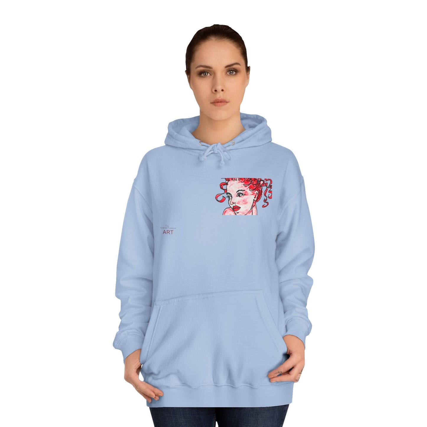 Unisex College Hoodie -  Motiv: Front Mila H 10,5 cm (Ausschnitt) & Rückseite Mila H 49 cm