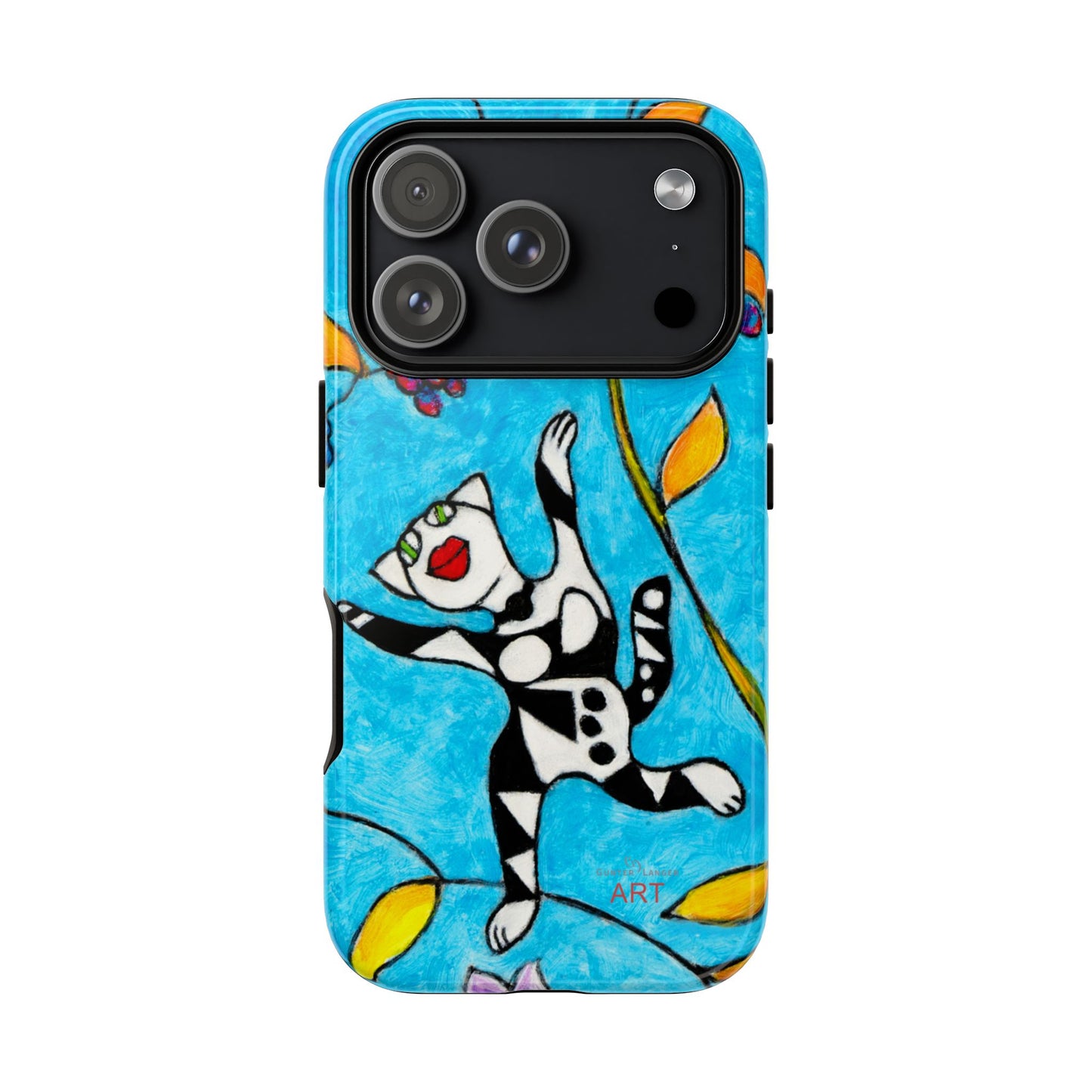 Tough Cases - iPhone - Motiv: Karierte Katze hüpft