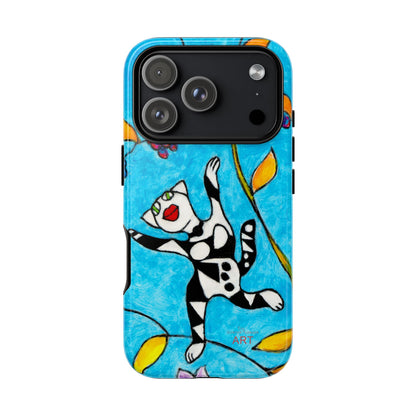 Tough Cases - iPhone - Motiv: Karierte Katze hüpft