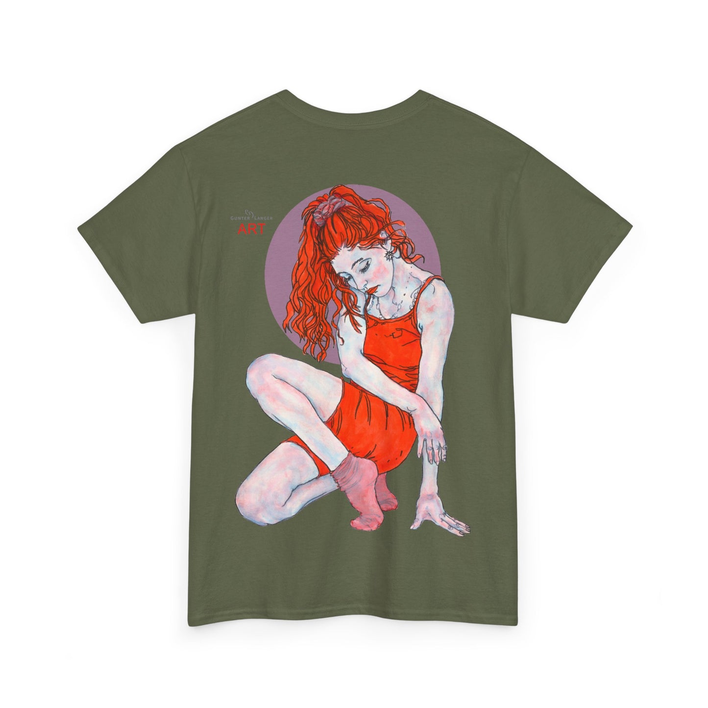 Unisex Heavy Cotton Tee - Motiv:  Front Julia, Ausschnitt & Rückseite Julia, H 49 cm, Aura, N-Label