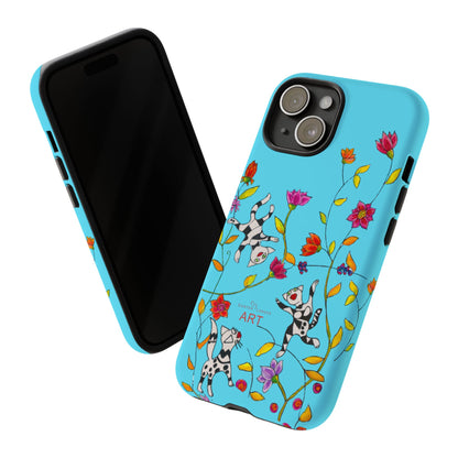 Tough Cases - iPhone - Motiv: Karierte Katzen, blau