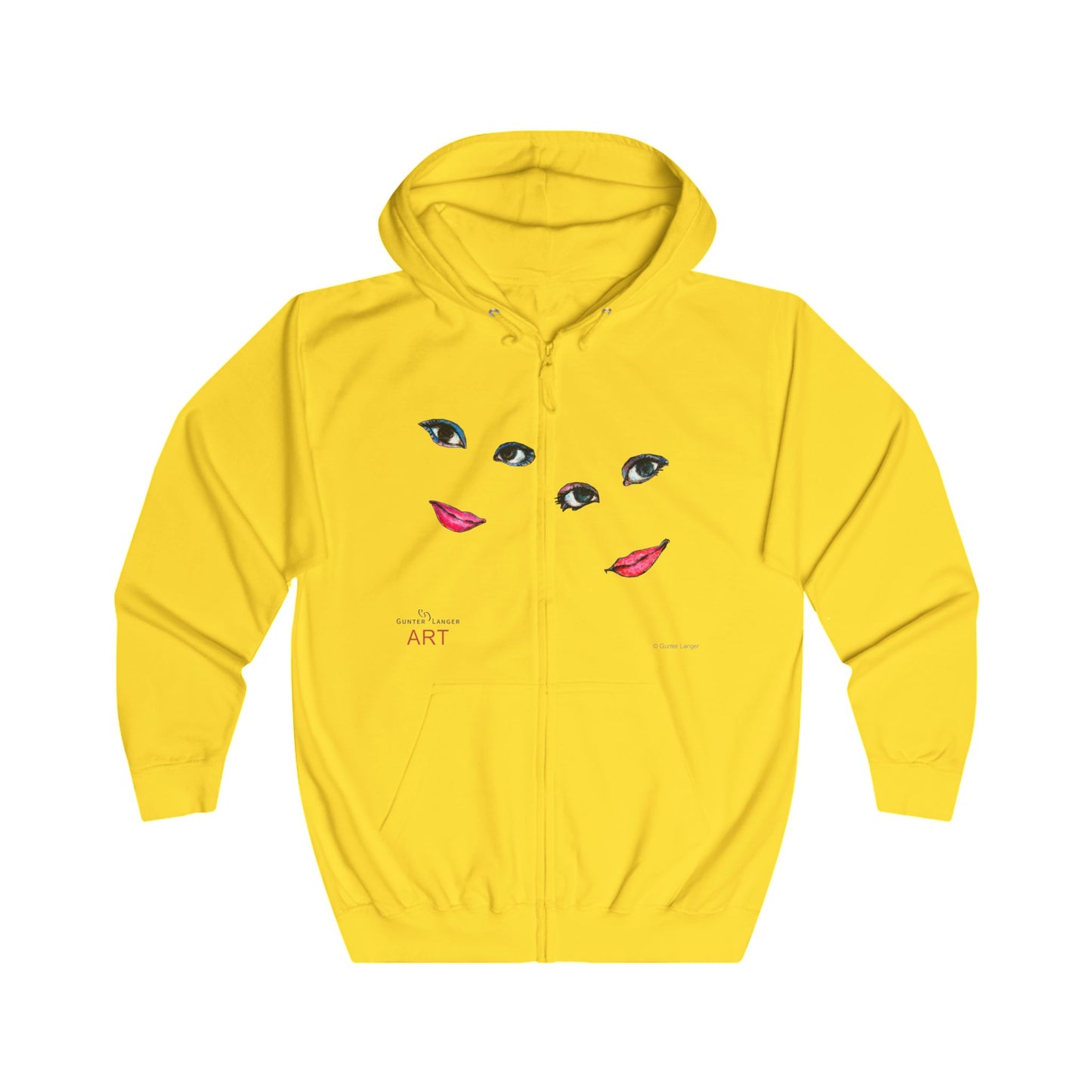 Unisex Full Zip Hoodie - Motiv: Front Augen & Rückseite Freundinnen, H 29,5 cm