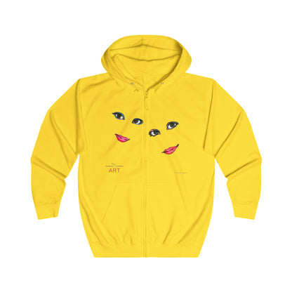 Unisex Full Zip Hoodie - Motiv: Front Augen & Rückseite Freundinnen, H 29,5 cm