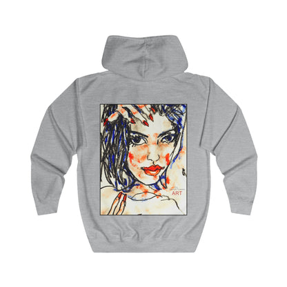 Unisex Full Zip Hoodie - Motiv: Front Kira (Ausschnitt H 23,5 cm) & Rückseite Kira H 46 cm