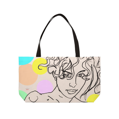 Weekender Tote Bag - Motiv  Front Bea & Rückseite Rosalie, Farbiger Hintergrund