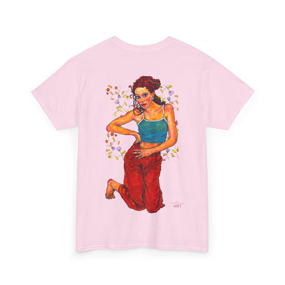 Unisex Heavy Cotton Tee - Motiv: Front, Lea, Ranken, H 13cm & Rückseite, Lea, Ranken, H 40,45 cm, Neck Label