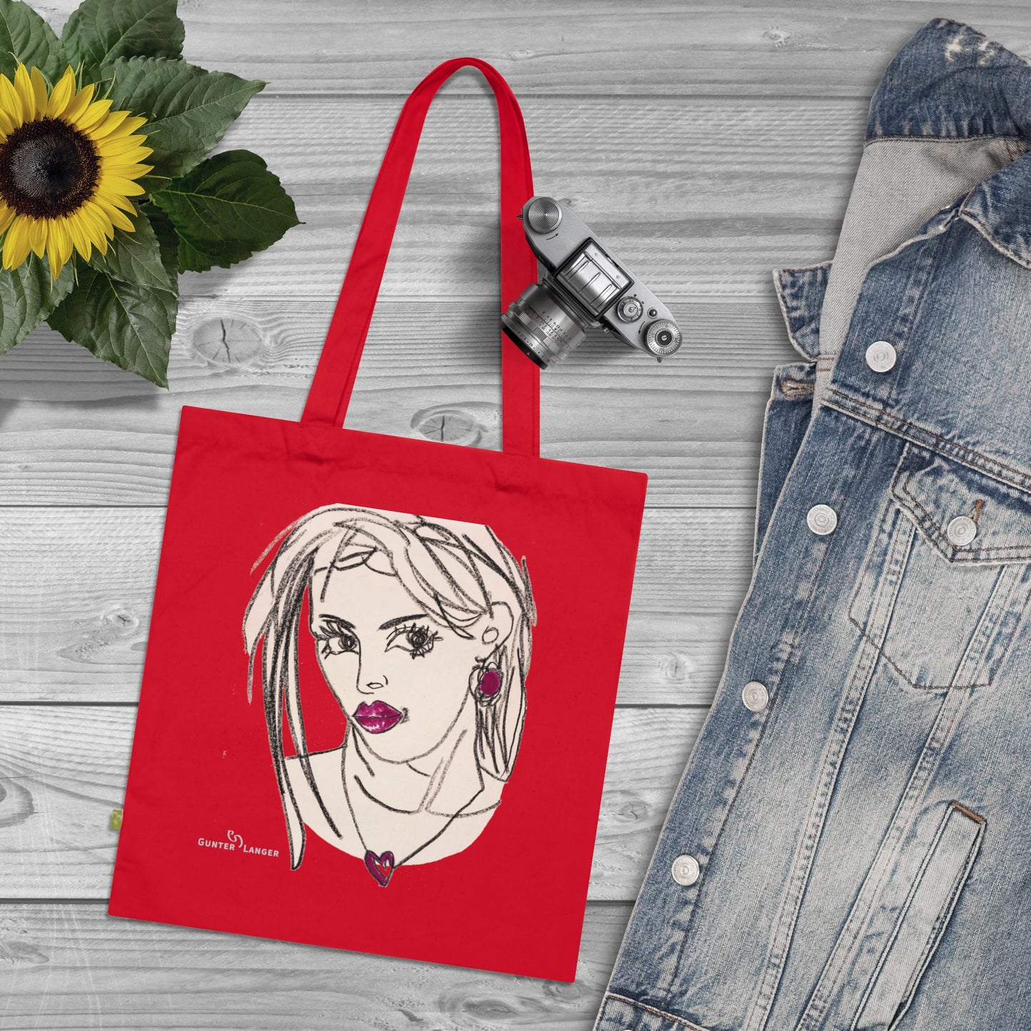 Organic Cotton Tote Bag - Motiv: Raja (Ausschnitt) & Sylvia, Zweiseitig bedruckt, H 30 cm
