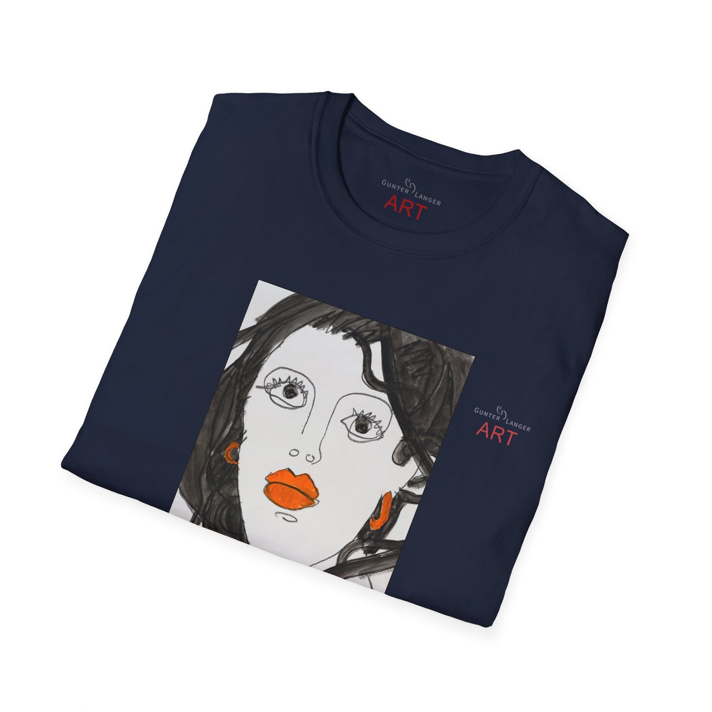 Unisex Softstyle T-Shirt - Motiv: Front & Rückseite Edda, 28,5 cm, Neck Label