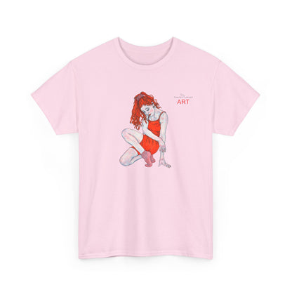Unisex Heavy Cotton Tee - Motiv:  Front Julia, H25 cm & Rückseite Julia, H 49 cm