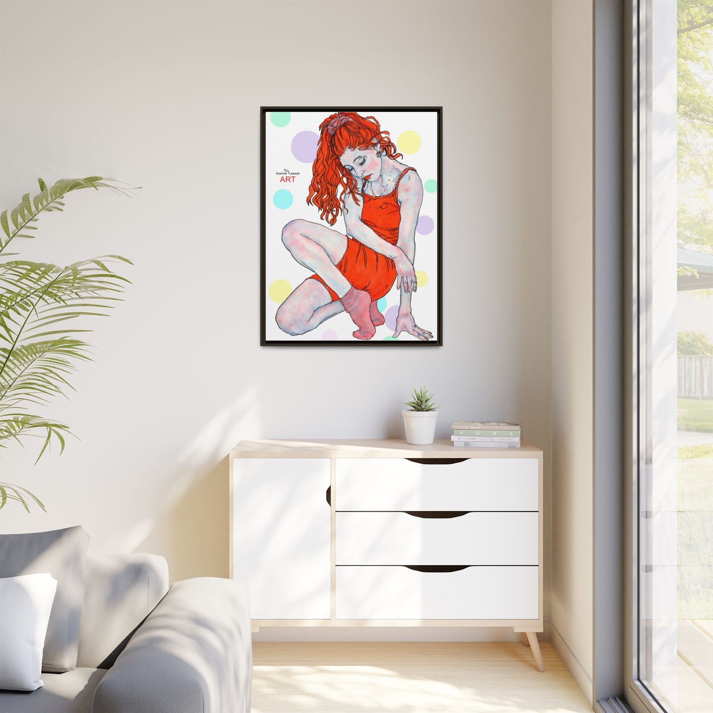 Matte Canvas, Framed (Multi-color) - Motiv:  Julia, Farbkreise, Format groß, H 91,4 bis 152,4 cm