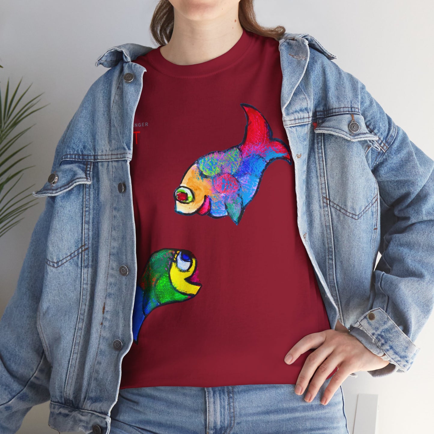 Unisex Heavy Cotton Tee - Motiv: Front Zwei Fische zueinander