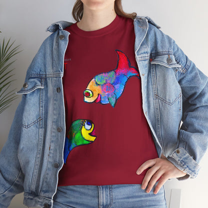 Unisex Heavy Cotton Tee - Motiv: Front Zwei Fische zueinander