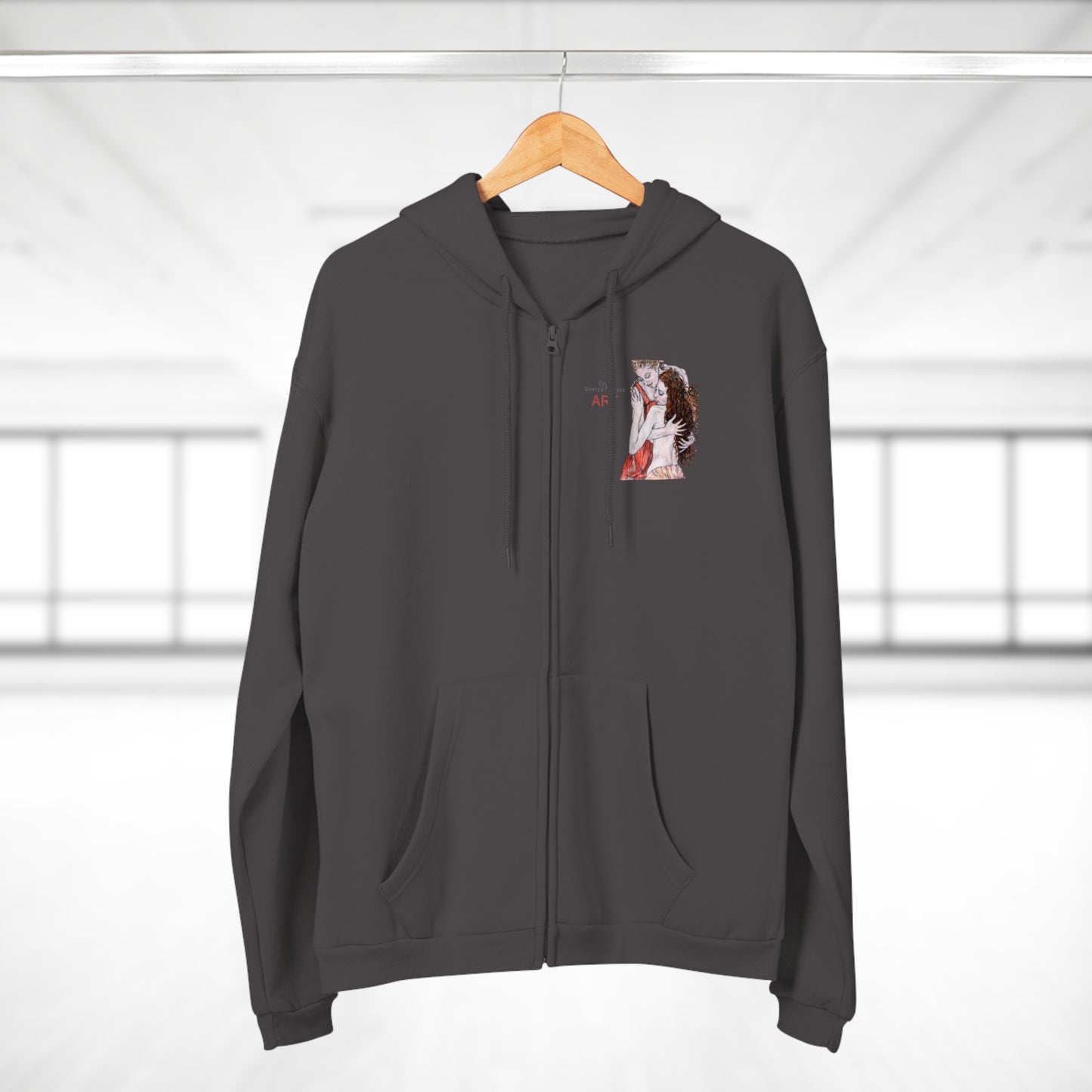 Unisex Hooded Zip Sweatshirt - Motiv: Front Bei dir, H 11 cm & Rückseite Bei dir, H 49 cm