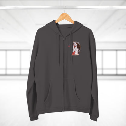 Unisex Hooded Zip Sweatshirt - Motiv: Front Bei dir, H 11 cm & Rückseite Bei dir, H 49 cm