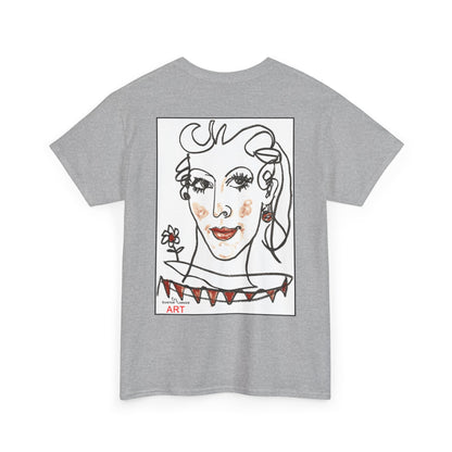 Unisex Heavy Cotton Tee - Motiv: Front Logo & Rückseite Lina, Neck Label