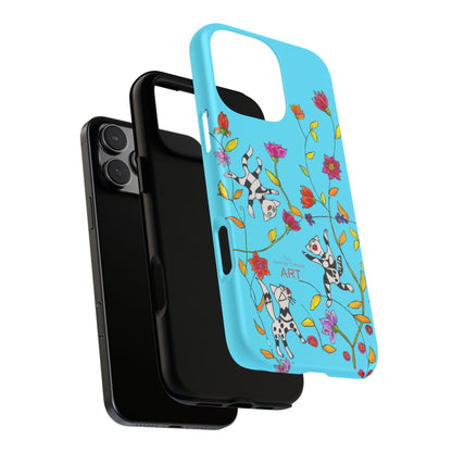 Tough Cases - iPhone - Motiv: Karierte Katzen, blau