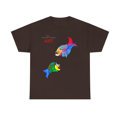 Unisex Heavy Cotton Tee - Motiv: Front Zwei Fische zueinander