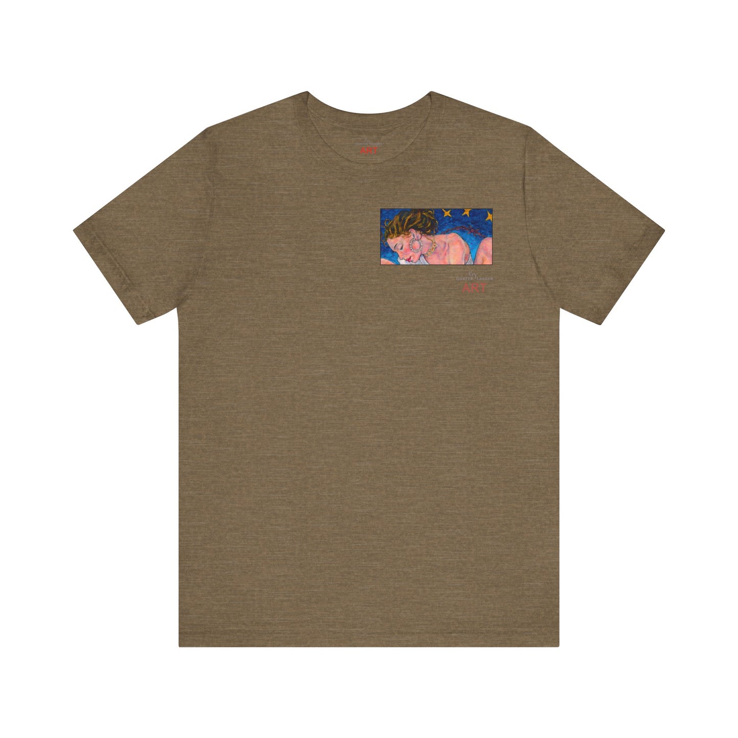 Unisex Jersey Short Sleeve Tee - Motiv: Front Alva (Ausschnitt H 7,8 cm) & Rückseite Alva, H 41 cm, Neck Label