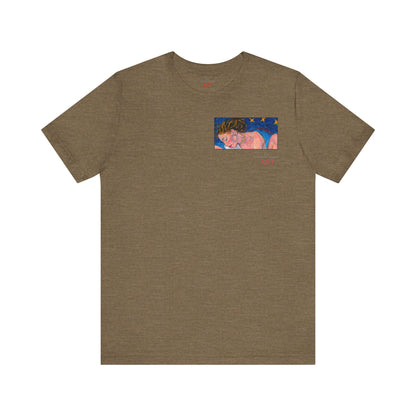 Unisex Jersey Short Sleeve Tee - Motiv: Front Alva (Ausschnitt H 7,8 cm) & Rückseite Alva, H 41 cm, Neck Label