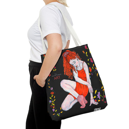 Tote Bag (AOP) - Motiv: Front Julia & Rückseite Julia, 41,44cm Schwarz, Ranken