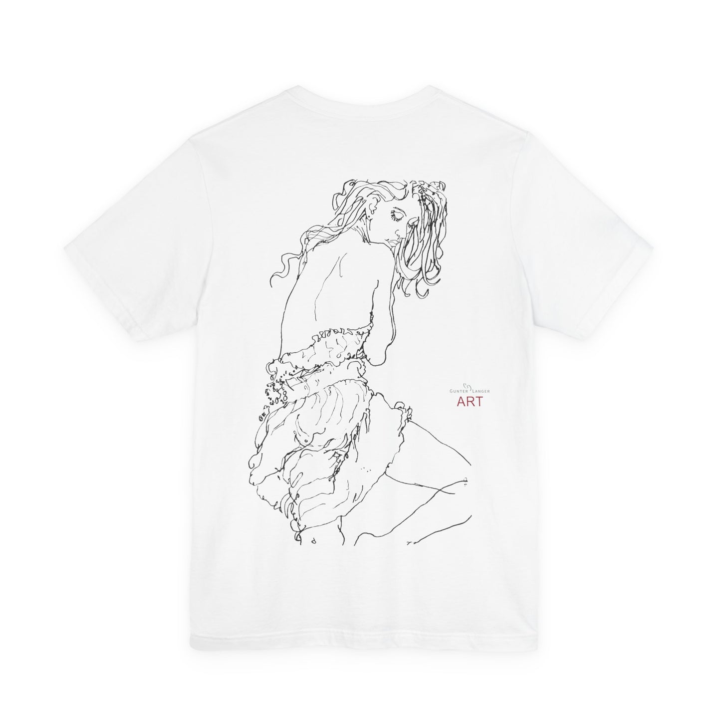 Unisex Jersey Short Sleeve Tee - Motiv: Front Logo & Rückseite Giselle H 48,42 cm, N-Label