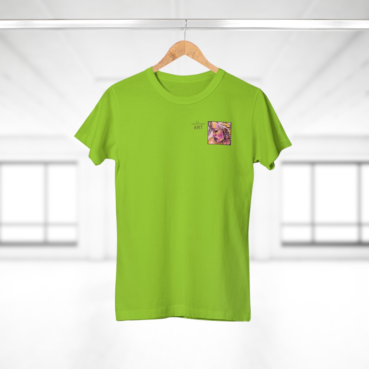 Single Jersey Women's T-shirt - hell - Motiv: Lilli, Ausschnitt, H 6,5 cm