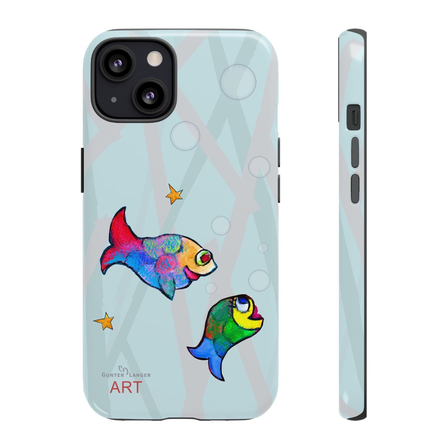 Tough Cases - iPhone - Motiv: "Fische", Mikado blau