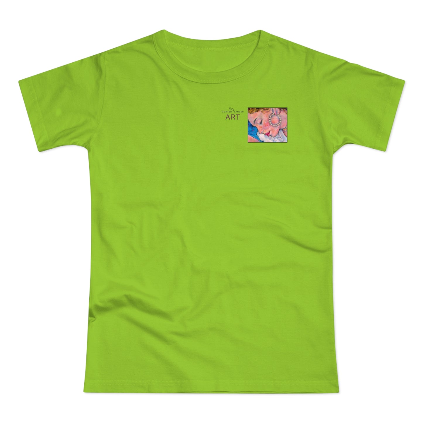 Single Jersey Women's T-shirt - hell - Motiv: Alva, Ausschnitt, H 6,5 cm