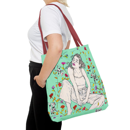 Tote Bag (AOP) - Motiv: Carolin sw auf dklgrün