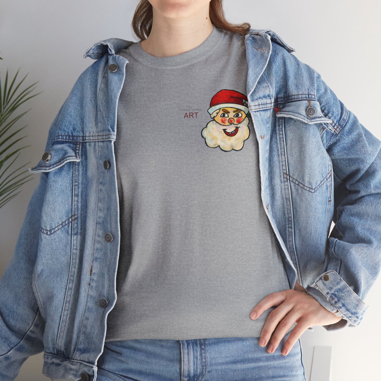 Unisex Heavy Cotton Tee - Motiv: Weihnachtsmann, H 13 cm