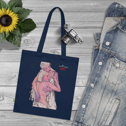 Organic Cotton Tote Bag - Motiv: Zuflucht & Hanna (violett), zweiseitig bedruckt