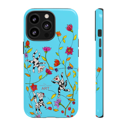 Tough Cases - iPhone - Motiv: Karierte Katzen, blau