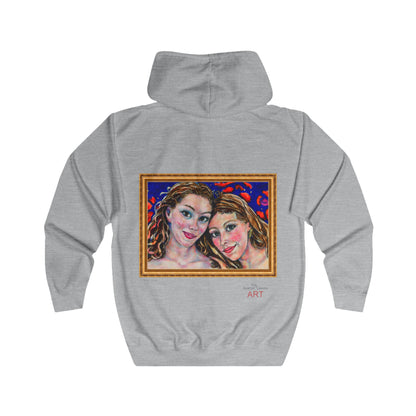 Unisex Full Zip Hoodie - Motiv: Front Augen & Rückseite Freundinnen, H 29,5 cm