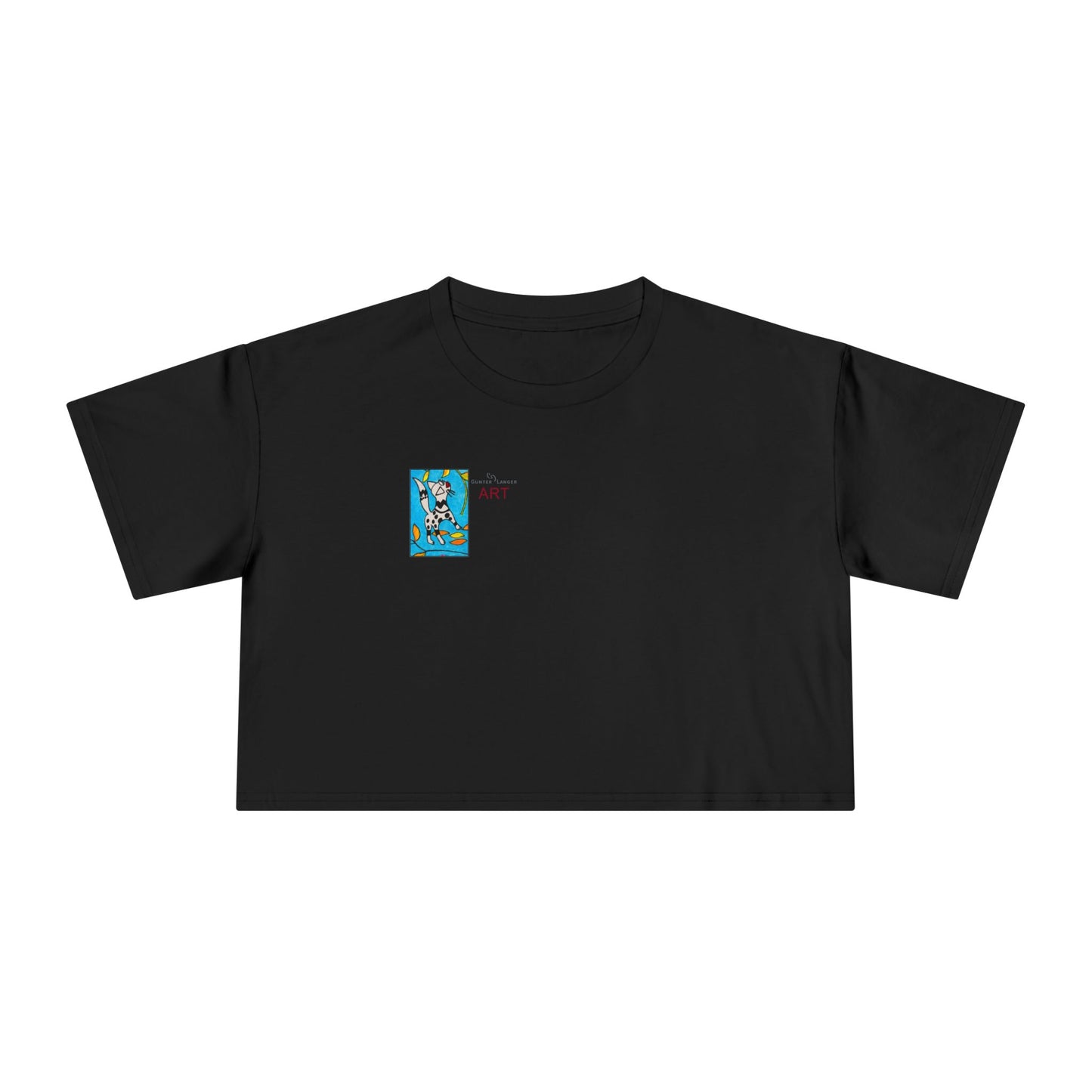 Women's Crop Tee - Motiv: Front Katze steht, H 5,2 cm