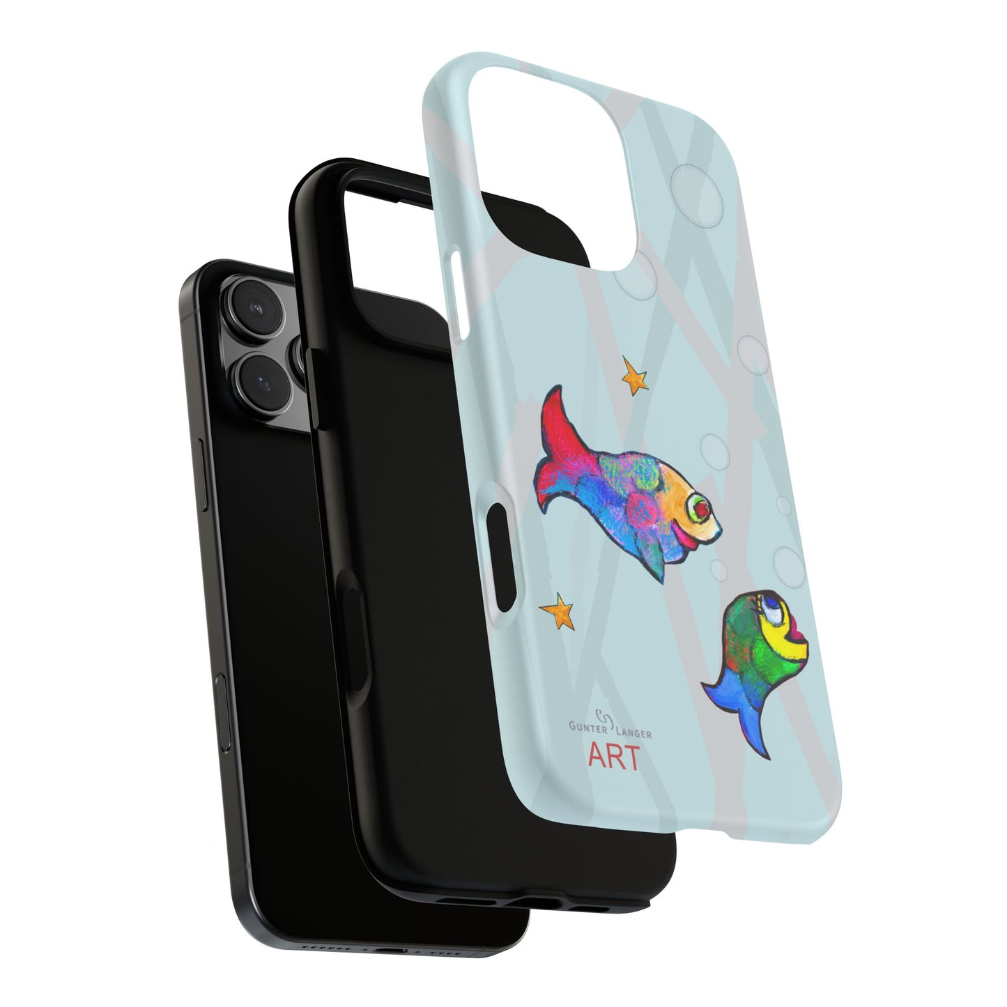 Tough Cases - iPhone - Motiv: "Fische", Mikado blau