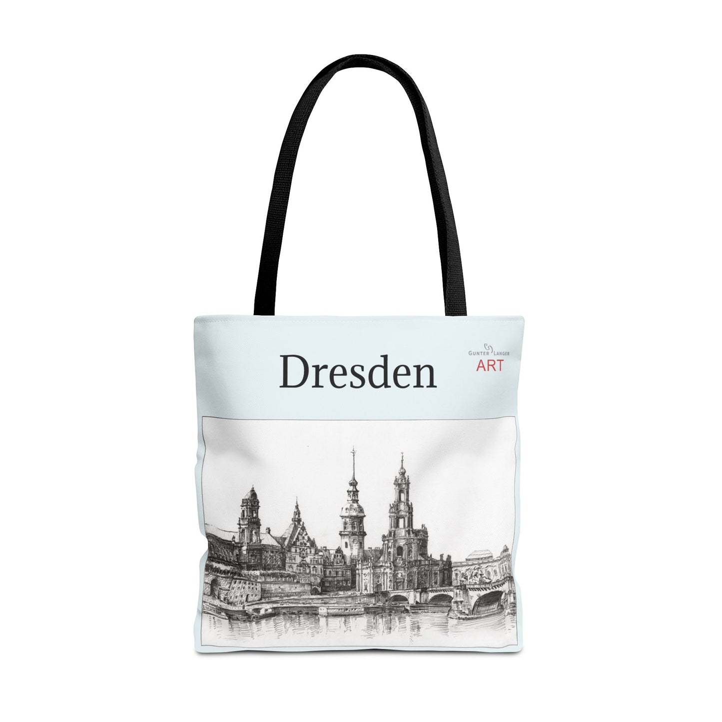 Tote Bag (AOP) - Motiv: Dresden -  Terrassenufer, Hofkirche, Schloß, Bleistift