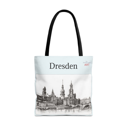 Tote Bag (AOP) - Motiv: Dresden -  Terrassenufer, Hofkirche, Schloß, Bleistift