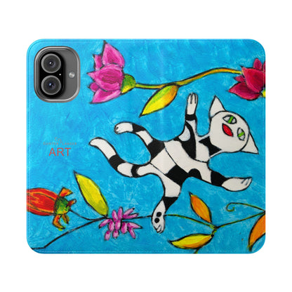 Flip Cases - Motiv: Gescheckte Katze schwebt