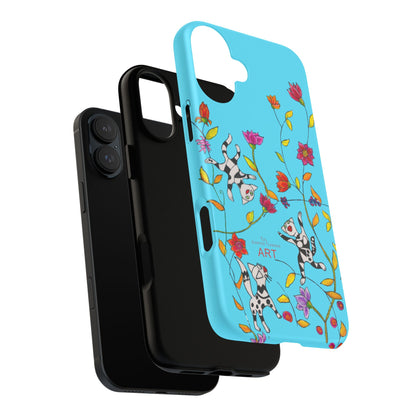 Tough Cases - iPhone - Motiv: Karierte Katzen, blau